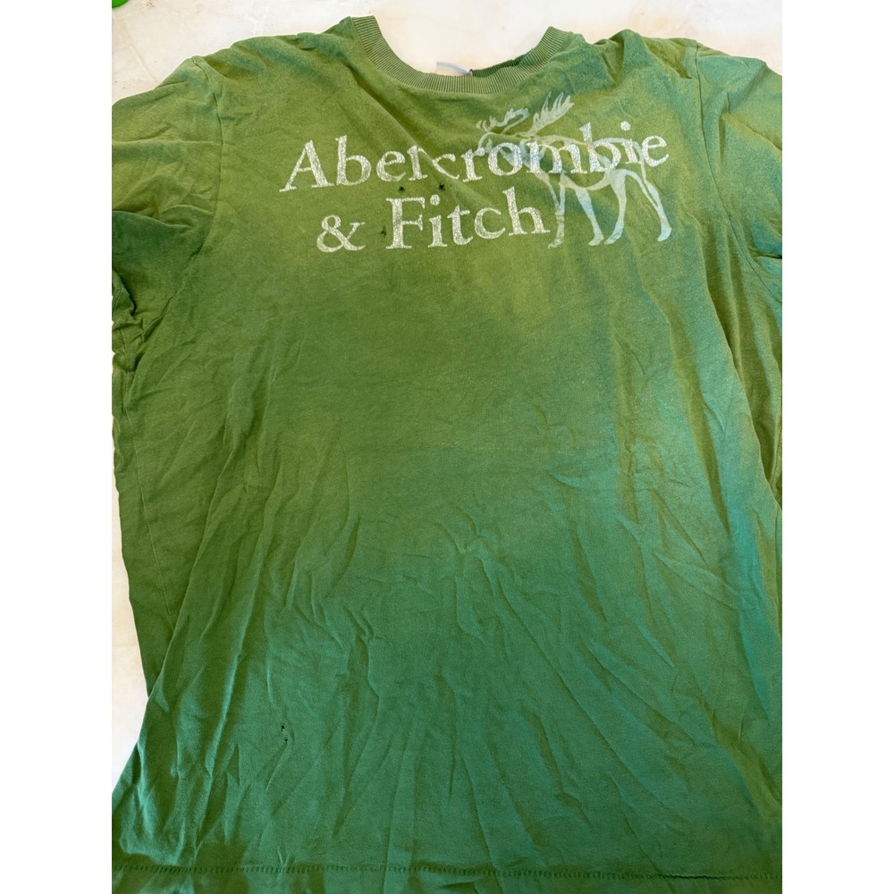 Vintage Abercrombie & Fitch Mens XXL Green Graphic T-Shirt Distressed Moose Logo